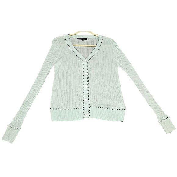 White House Black Market Womens Medium Mint Green V-Neck Cardigan Sweater - Picture 3 of 8